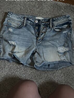 Gilded Intent Light Blue Distressed Denim Jean Shorts